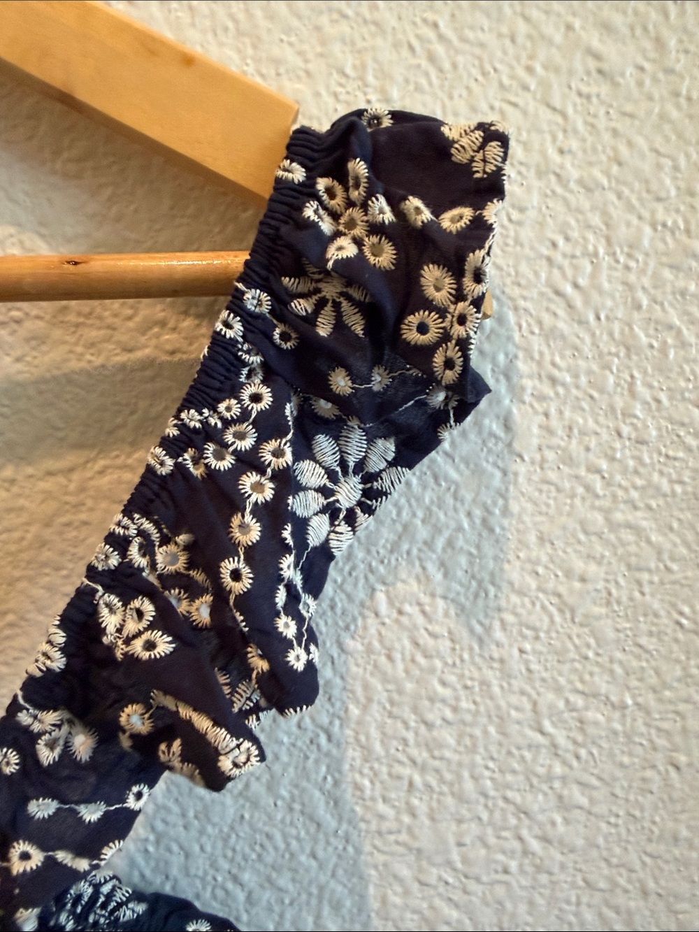 Navy Floral Embroidered Ruffle PeplumTank Top - Women - Picture 3 of 5